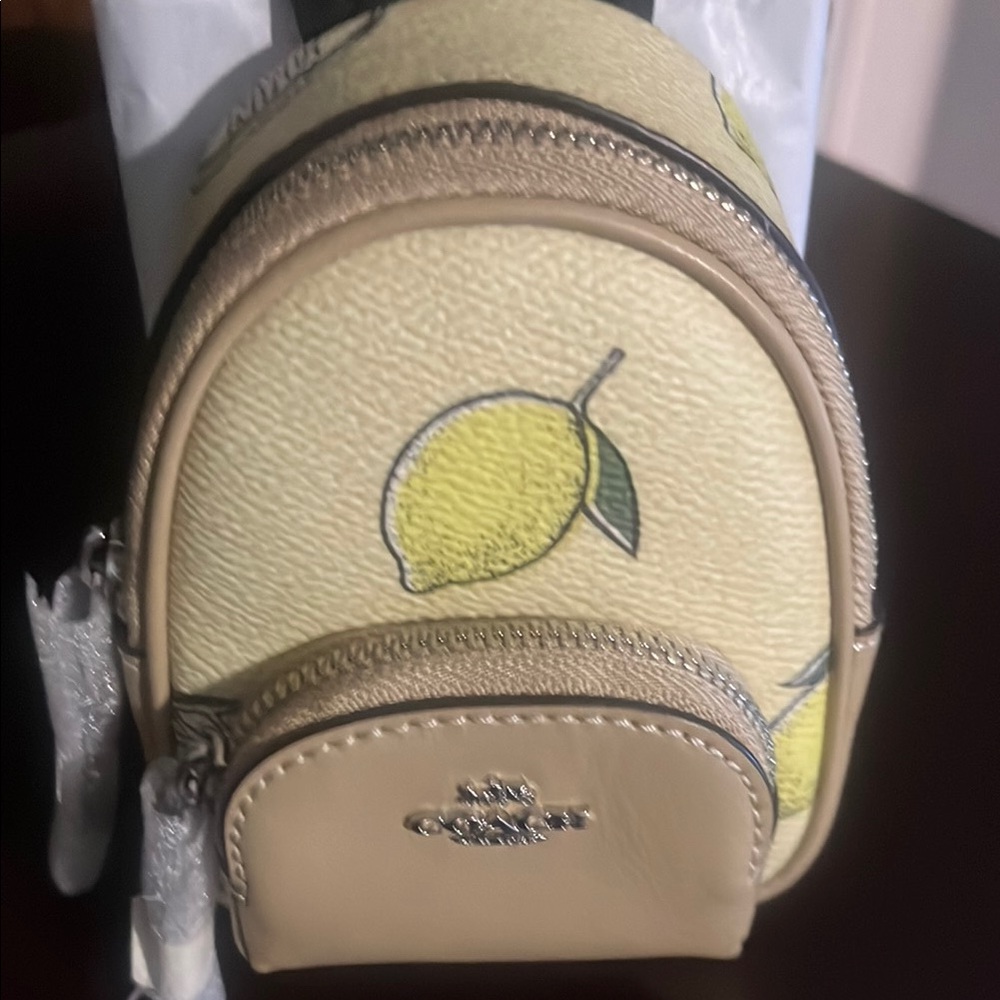 Coach Yellow Lemon Pattern Backpack Keyring Nwt - image 2